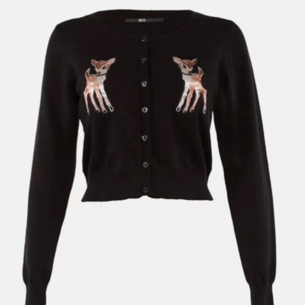 Iron Fist Rare Derry Me Cardigan Black Deer Button Down Sweater Medium